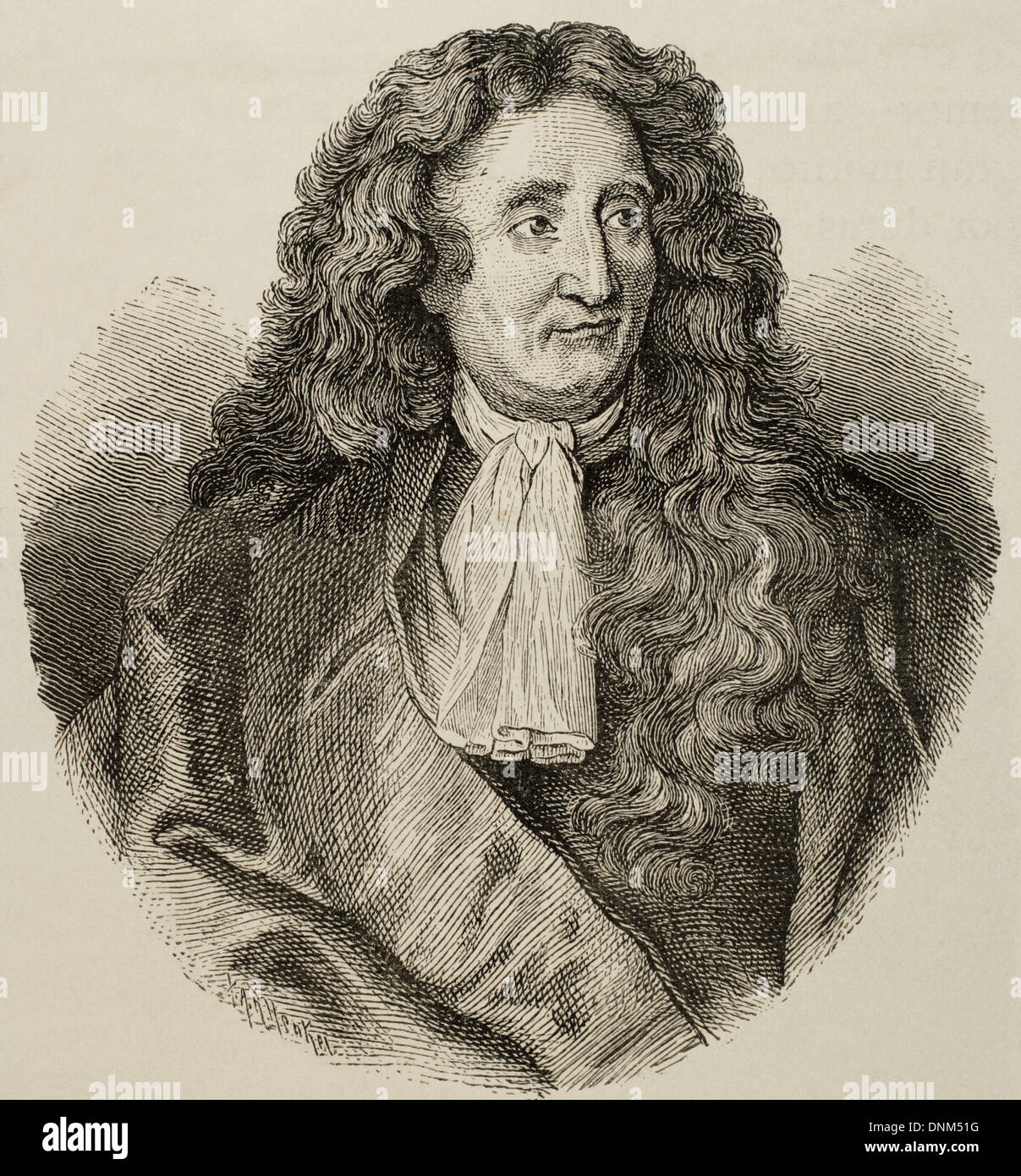 Jean de la Fontaine (1621-1695). French fabulist. Engraving in History of France, 1881. Stock Photo