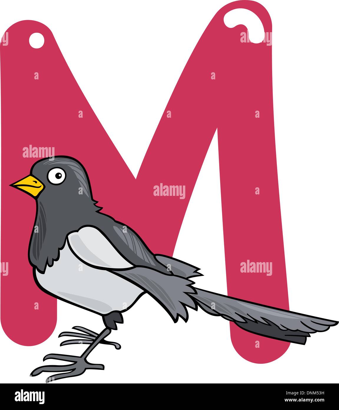 cartoon illustration of M letter for magpie Stock Vector Image & Art ...