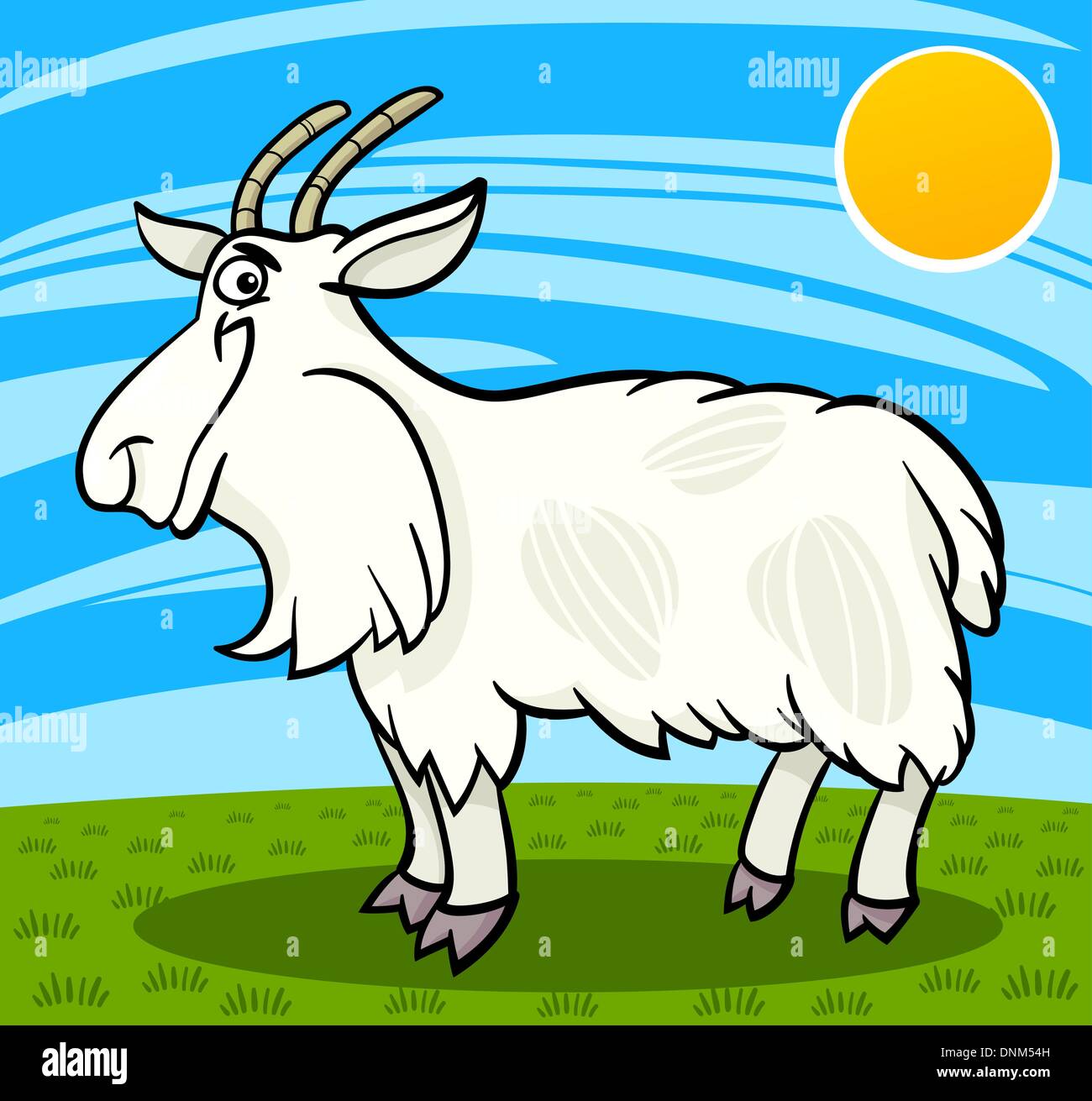 Cartoon Illustration of Funny Comic Hairy Goat Farm Animal Stock Vector