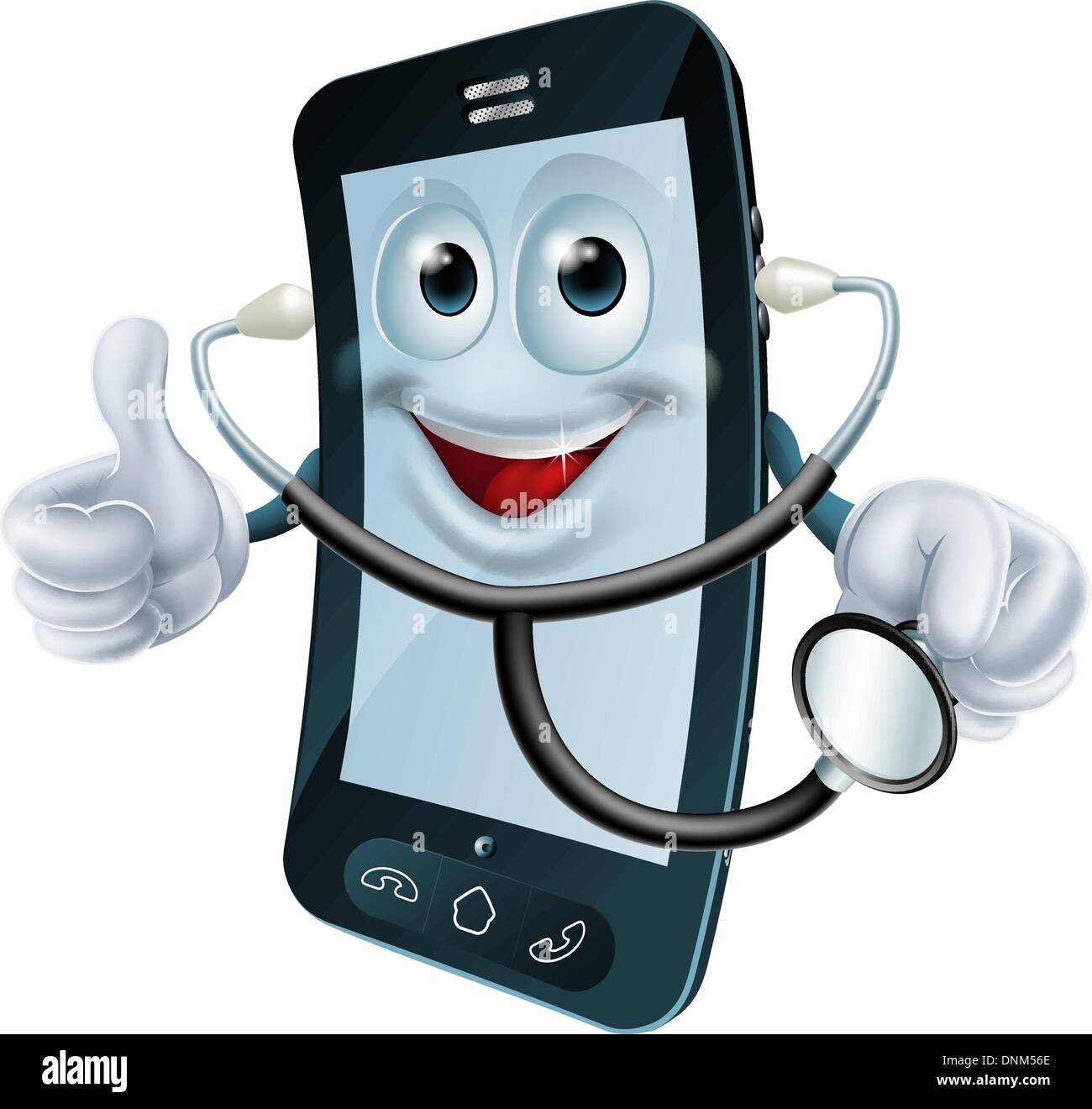 Cartoon illustration of a phone doctor character holding a stethoscope  Stock Vector Image & Art - Alamy