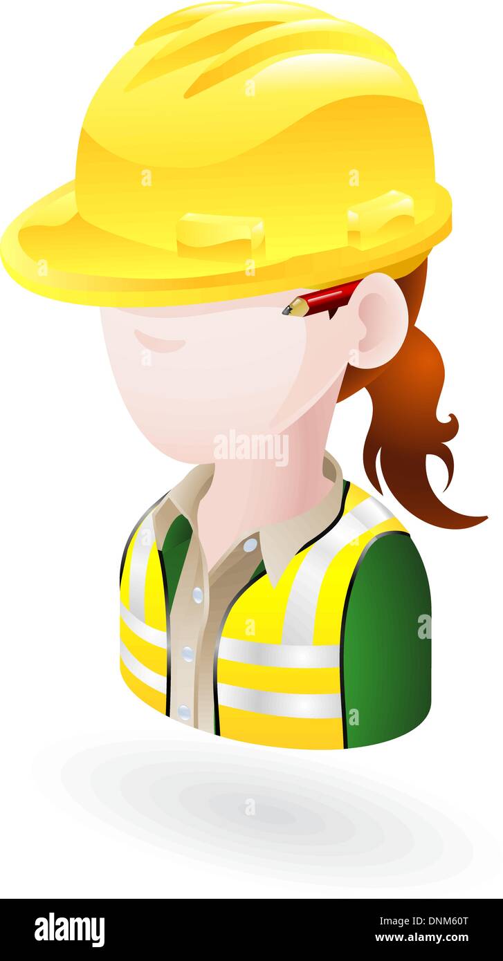 Illustration of a female engineer wearing a hard hat Stock Vector