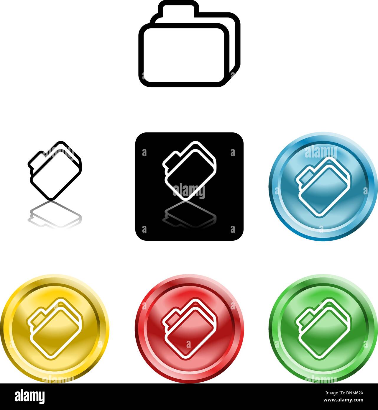 Several versions of an icon symbol of a stylised file folder Stock ...
