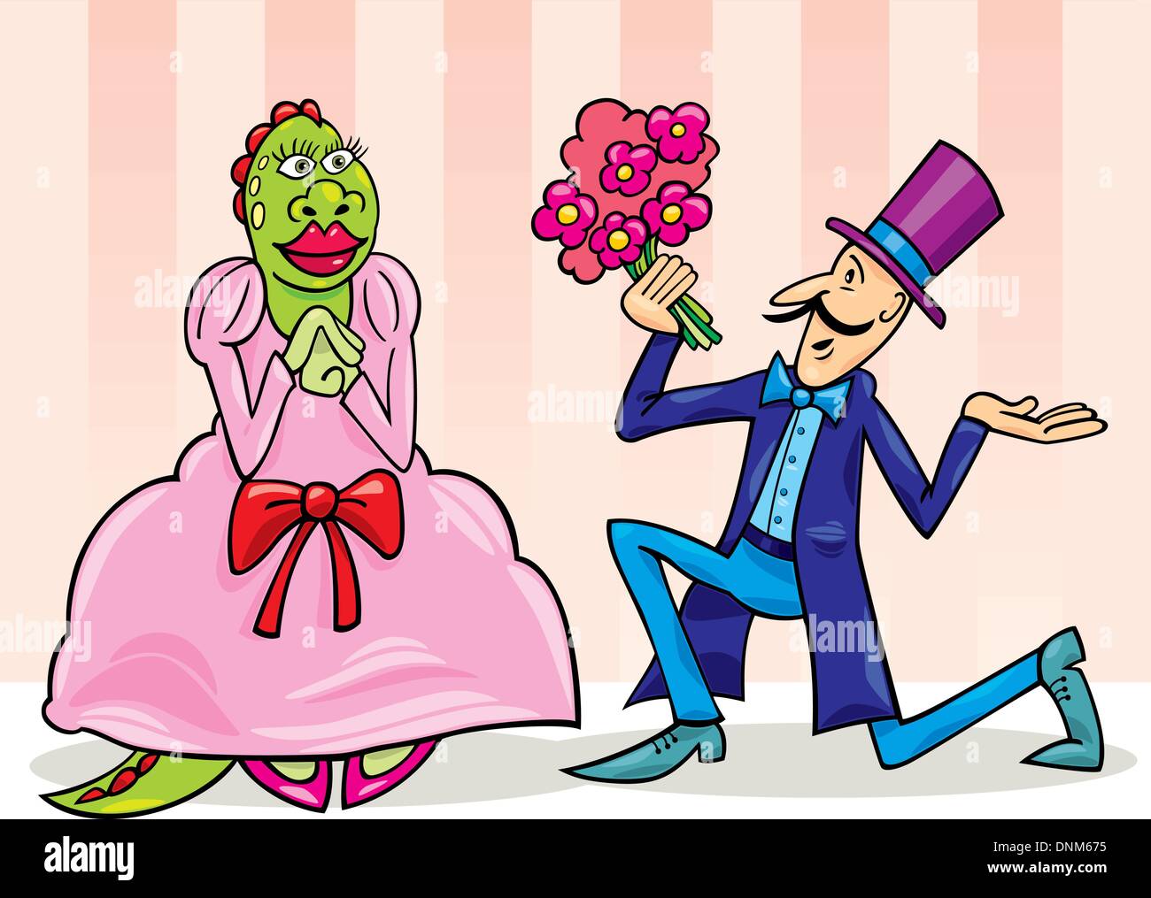 Promposal Cartoon cartoon illustration of man making proposal to monster Stock Vector ...