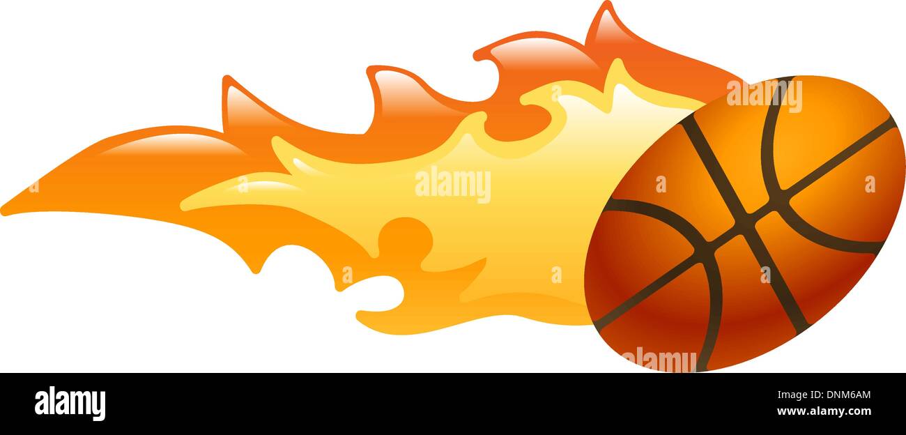 Illustration of a flaming basketball Stock Vector