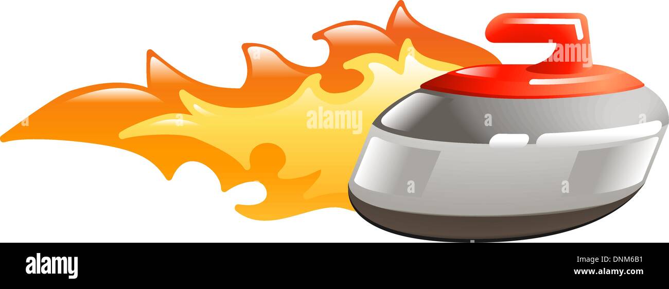 Illustration of a flaming curling stone Stock Vector