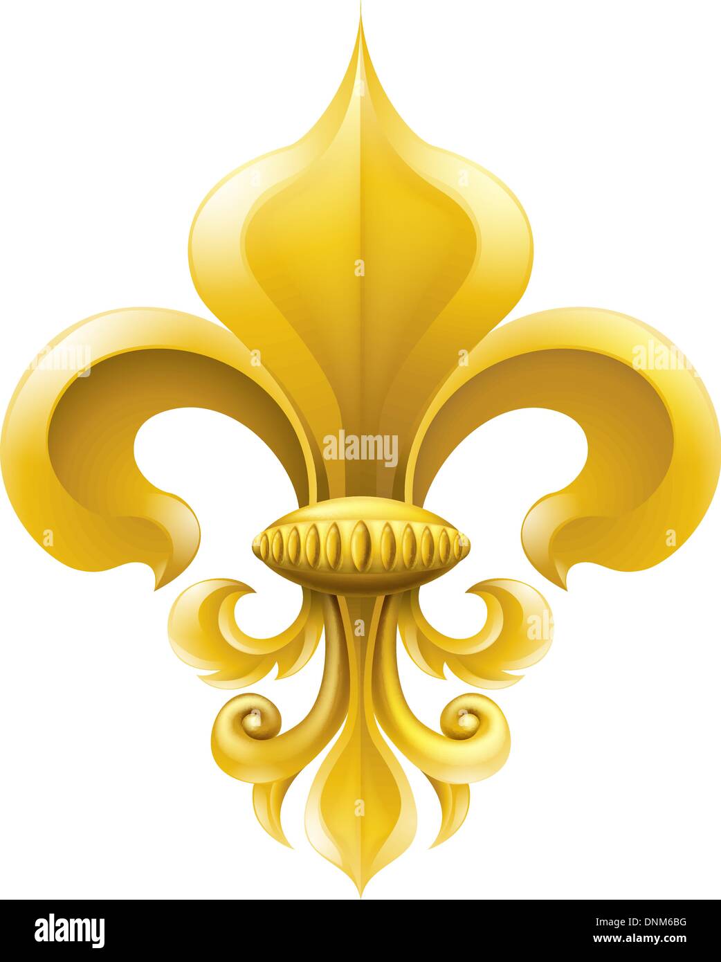 Golden fleur-de-lis decorative design or heraldic symbol. Stock Vector