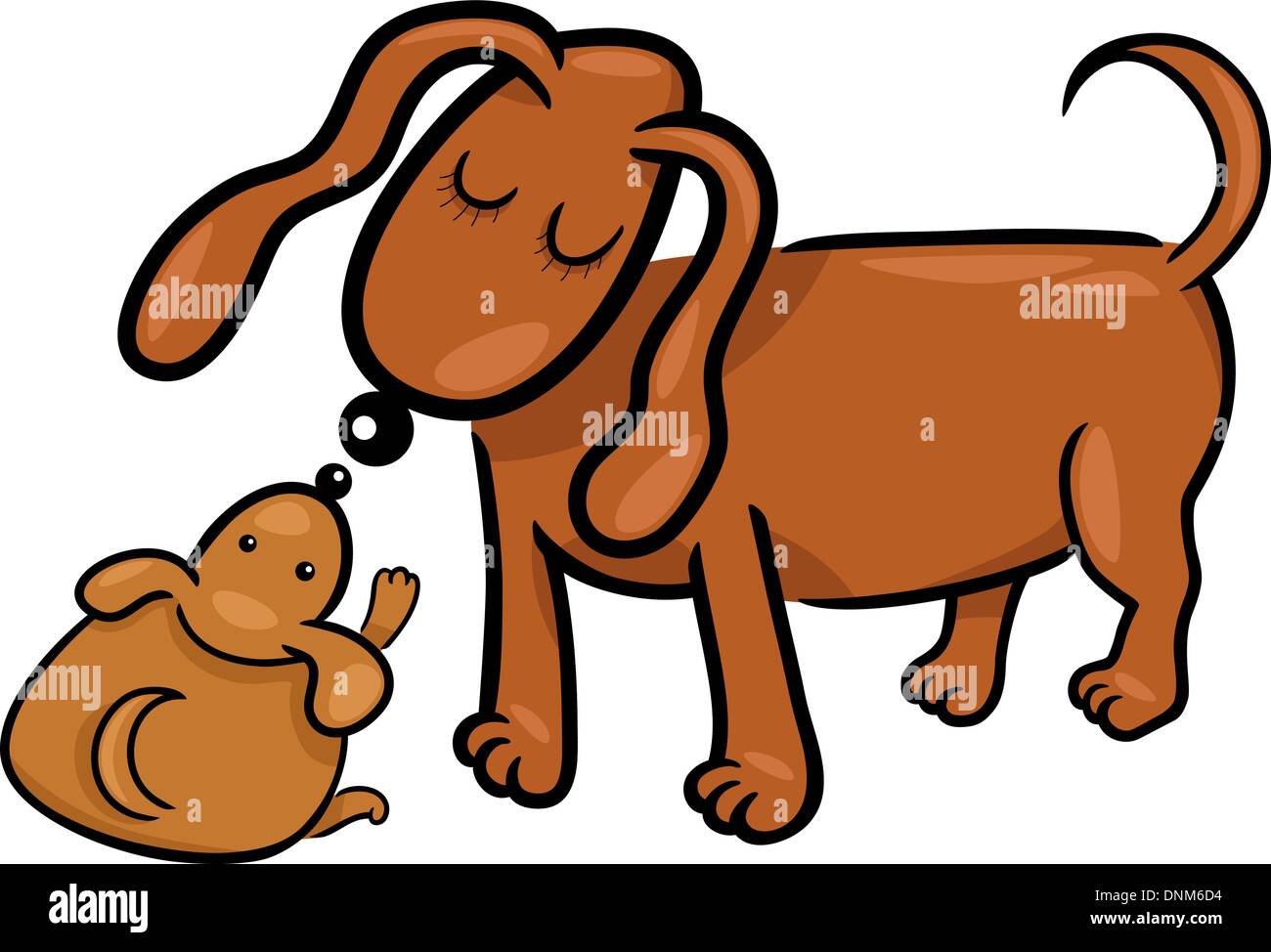 Cartoon Illustration of Cute Little Puppy and his Dog Mom Stock Vector ...
