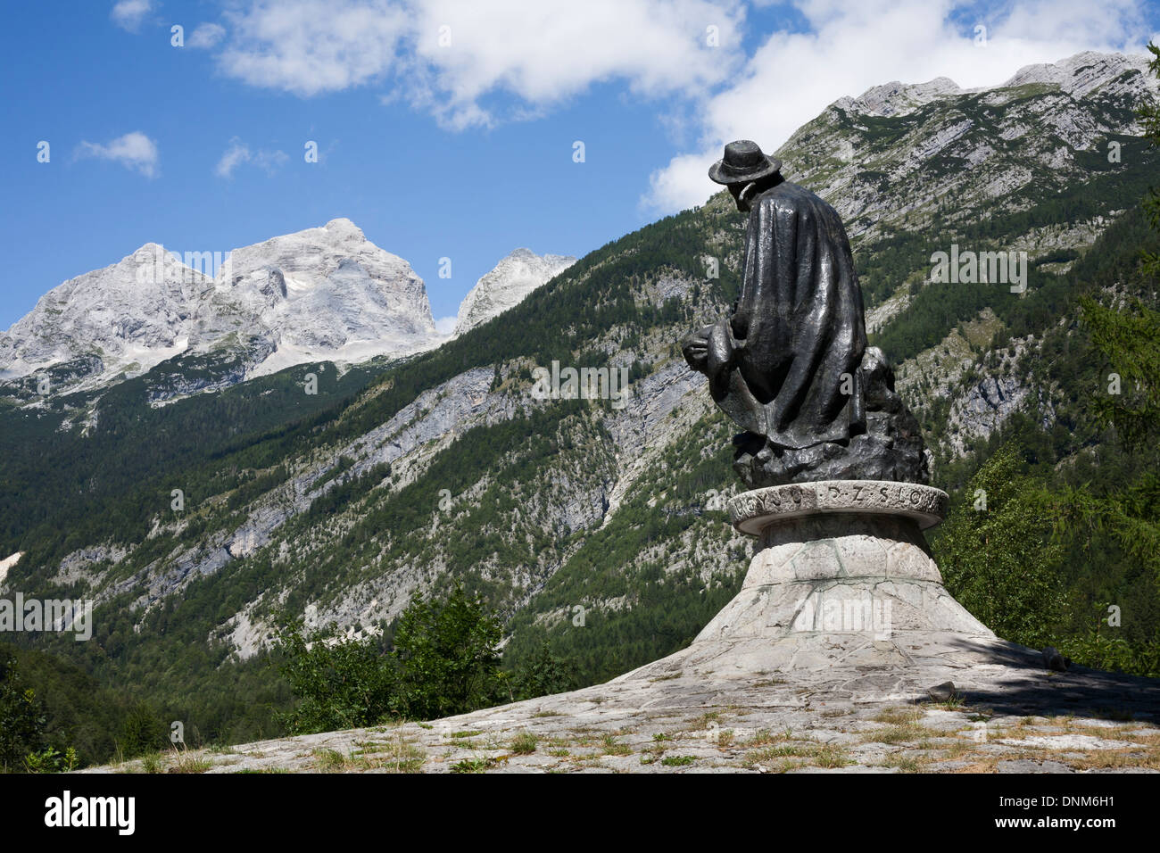 Julius Kugy Monument Mont Jalovec Julian Alps Slovenia Stock Photo