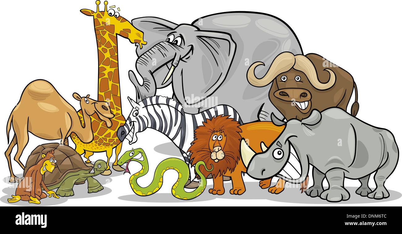 Cartoon Illustration of Funny African Safari Wild Animals Group Stock  Vector Image & Art - Alamy