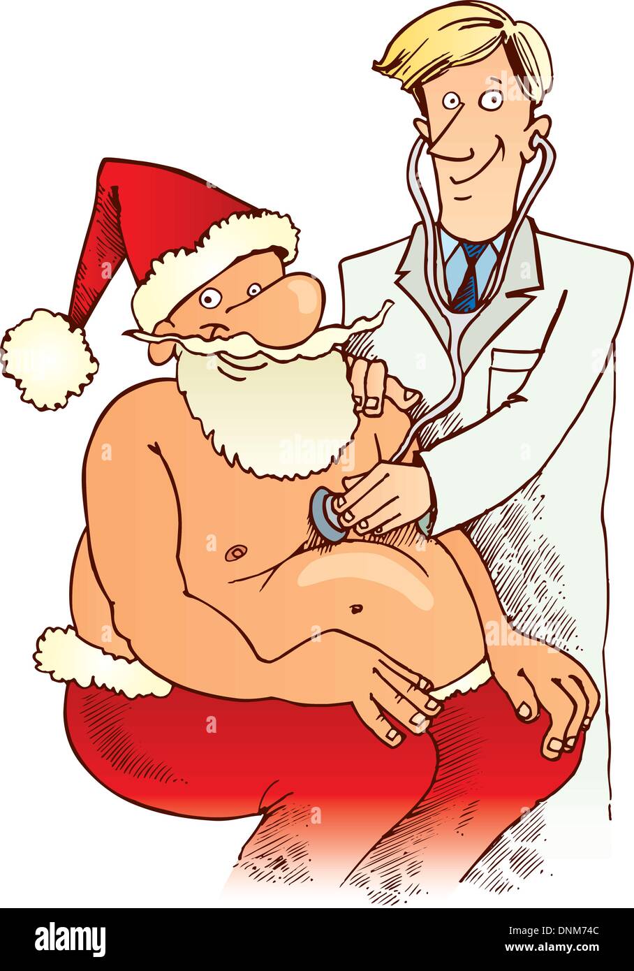 cartoon Illustration of Santa Claus and doctor Stock Vector