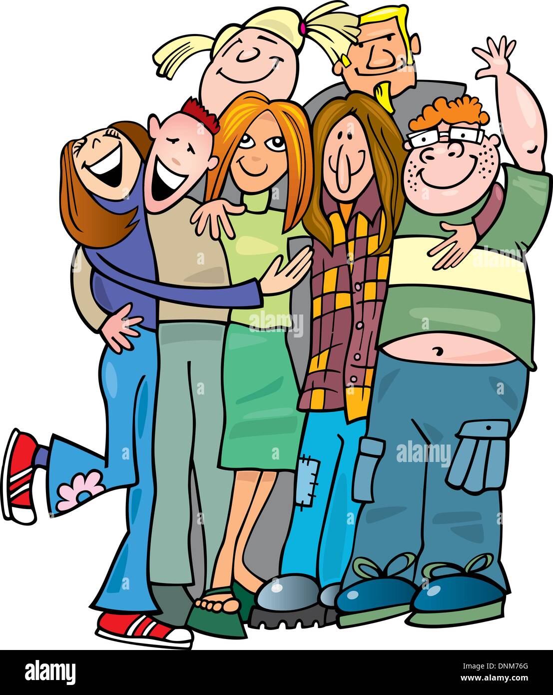 group of boy friends clipart