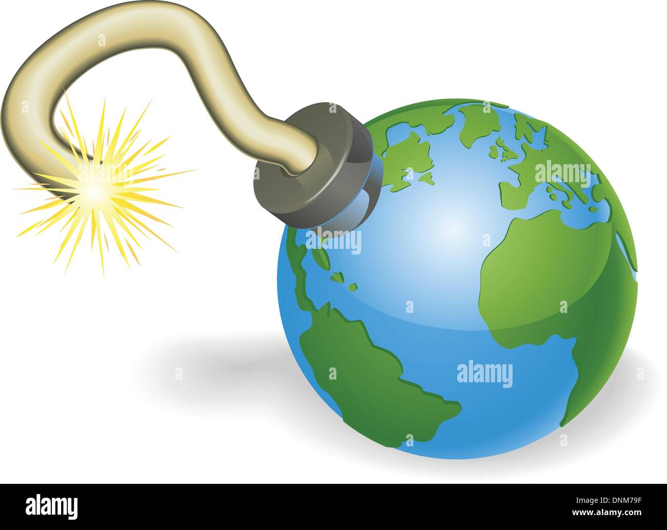Time bomb in shape of  world globe. Countdown due to environmental or other crisis e.g. judgement day or end of the world. Stock Vector