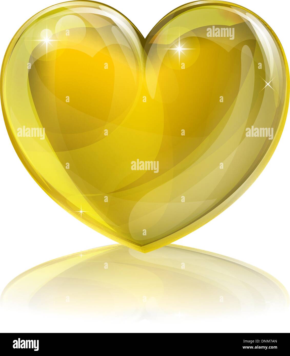 A golden heart concept. Could be for a “heart of gold”, i.e. kind or loving or an award for good service or similar. Stock Vector