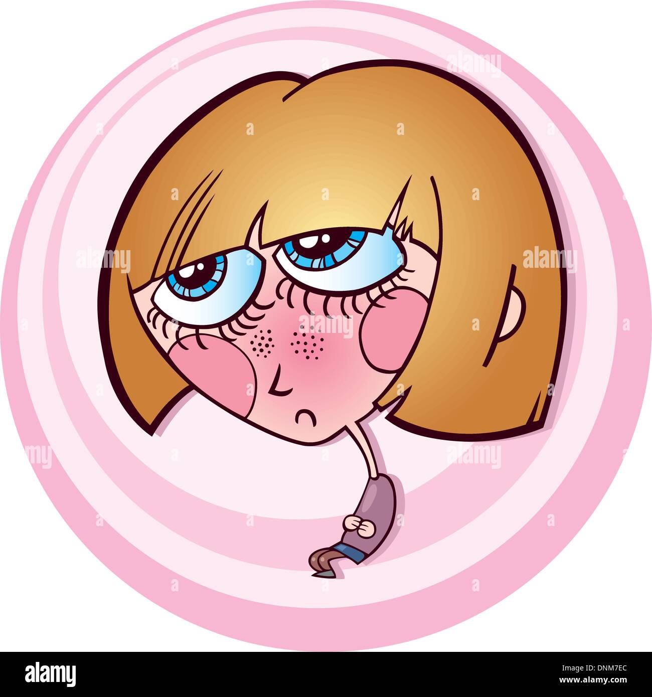 Cartoon illustration of shy little girl Stock Vector Image & Art Alamy