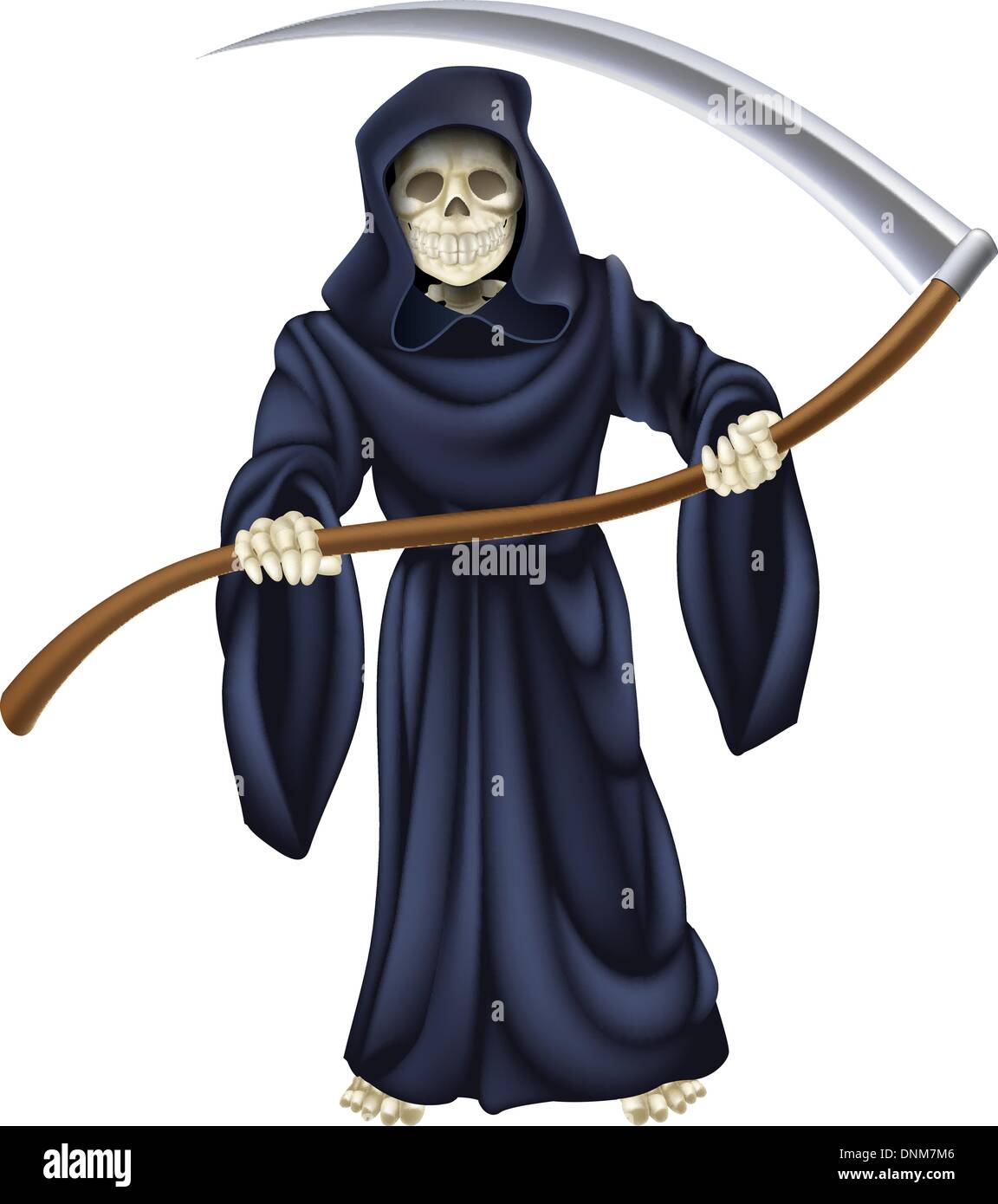 Premium Vector  Cute grim reaper holding scythe cartoon icon illustration  wake up