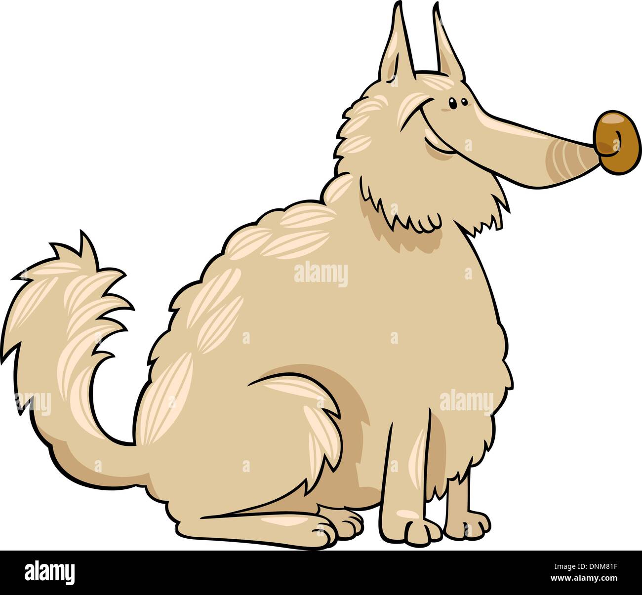 Cartoon Illustration of Shaggy Purebred Eskimo Dog or Spitz or Sheepdog Stock Vector