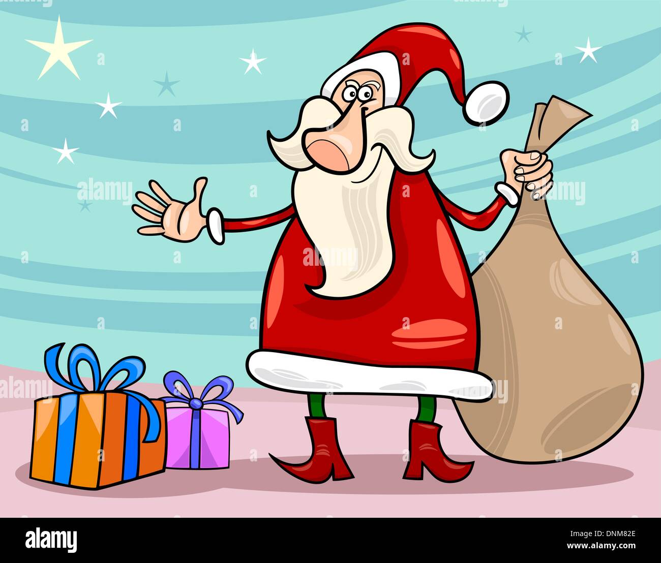 cartoon illustration of funny santa claus or papa noel with