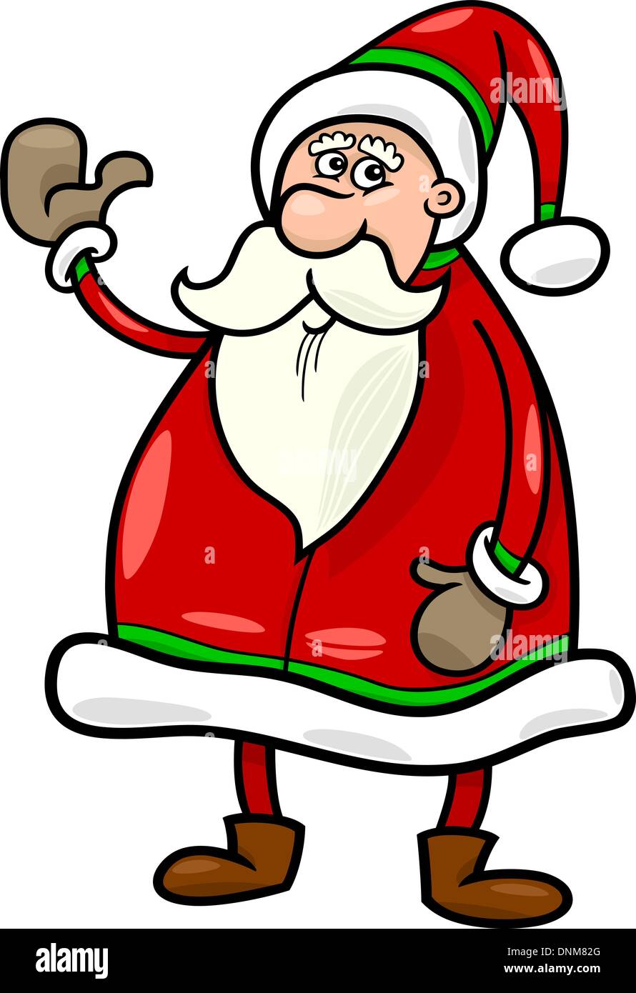Cartoon Illustration Of Funny Santa Claus Or Papa Noel Or