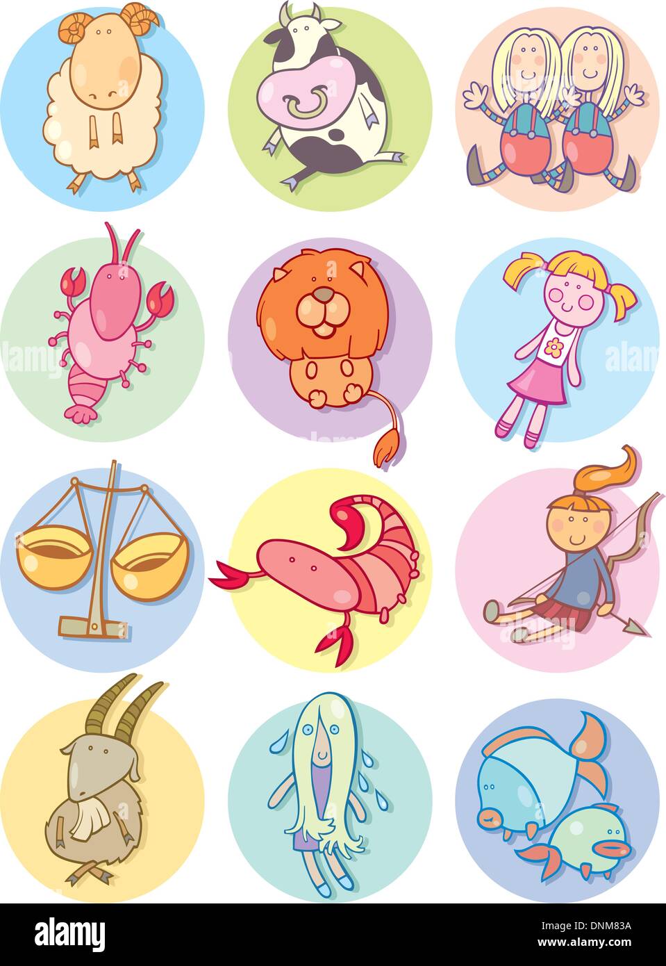 cartoon illustration of cute zodiac signs Stock Vector Image & Art Alamy