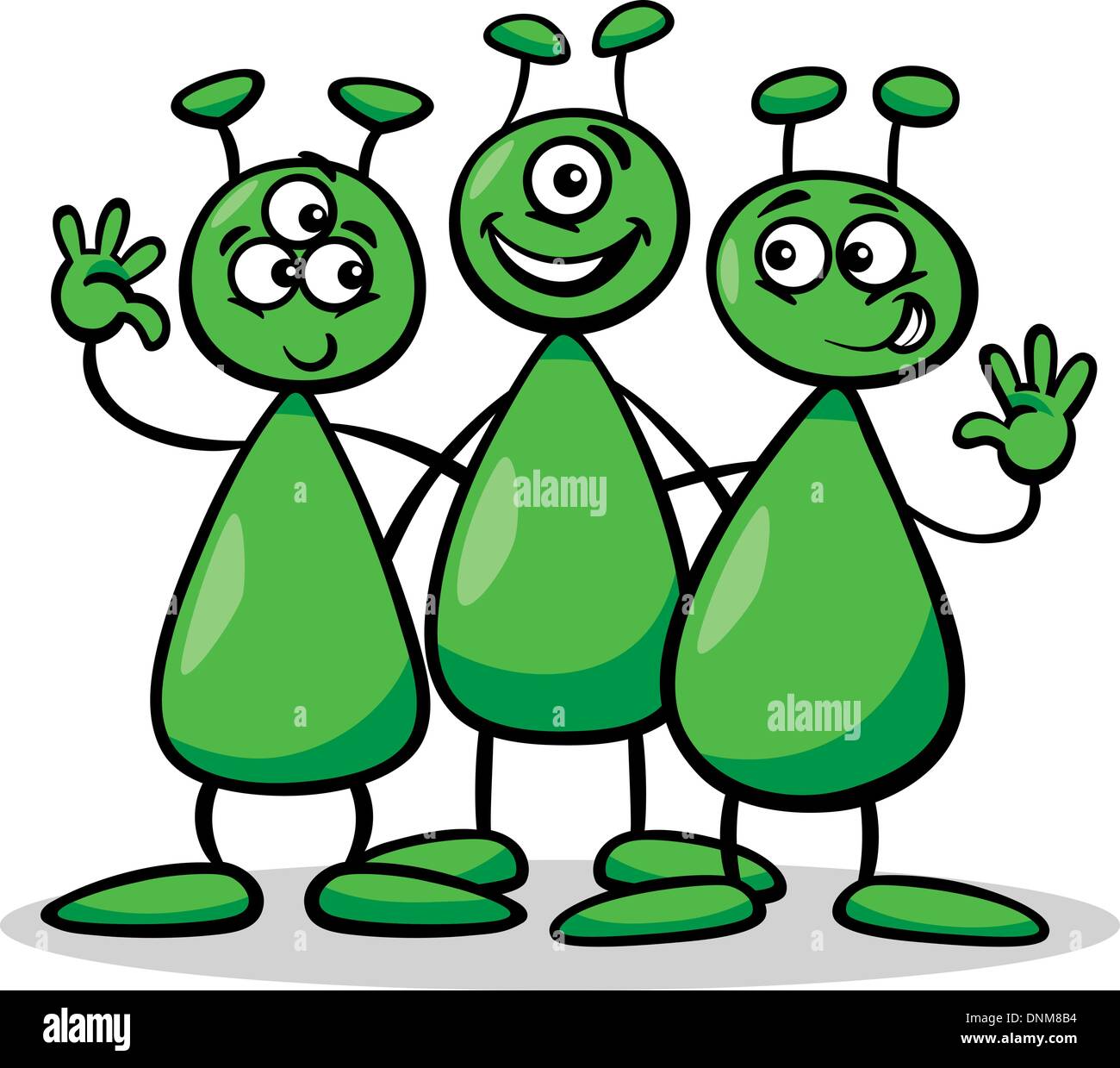 Cartoon Illustration of Three Funny Aliens or Martians Comic Characters