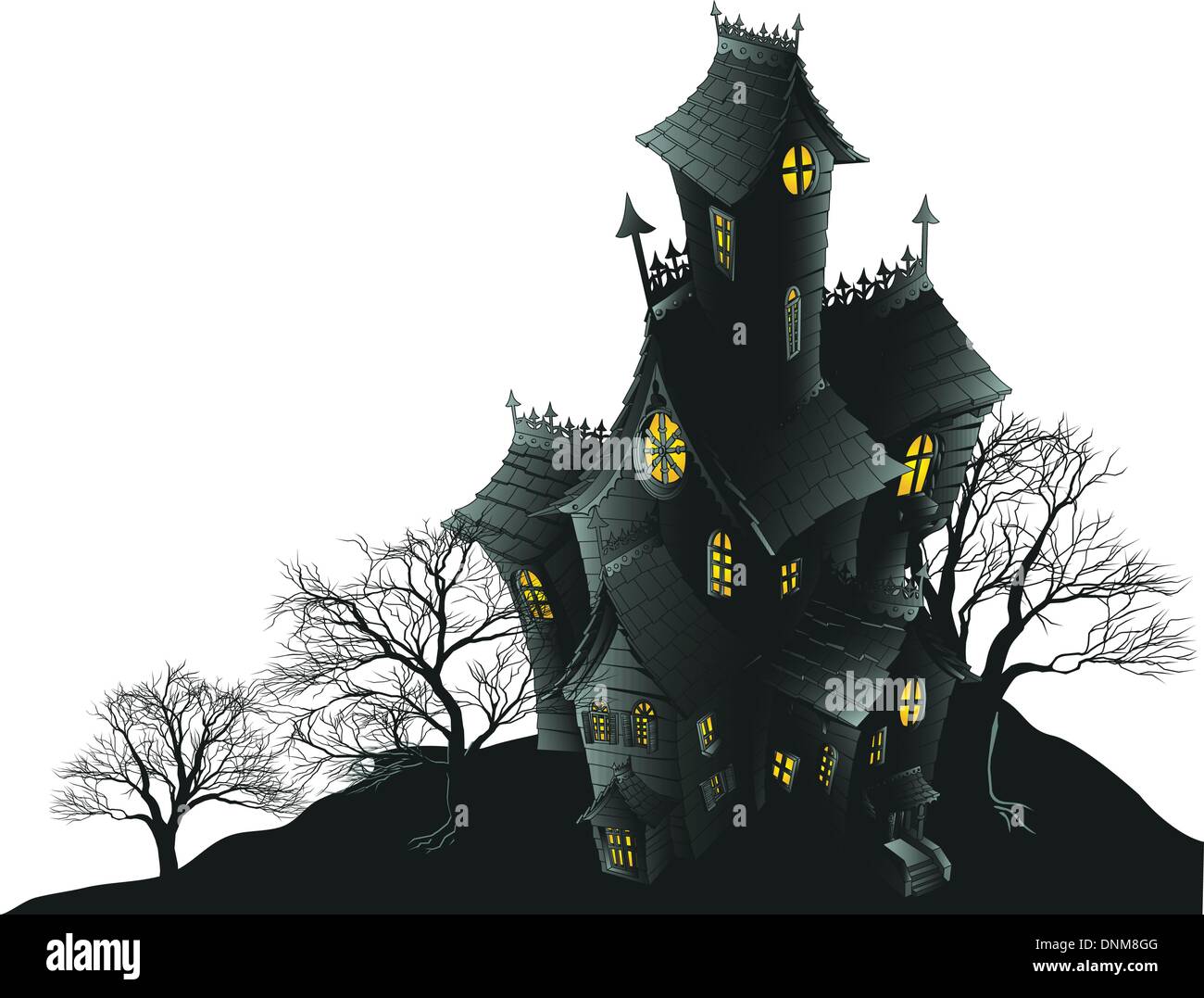 Illustration of a haunted ghost house Stock Vector