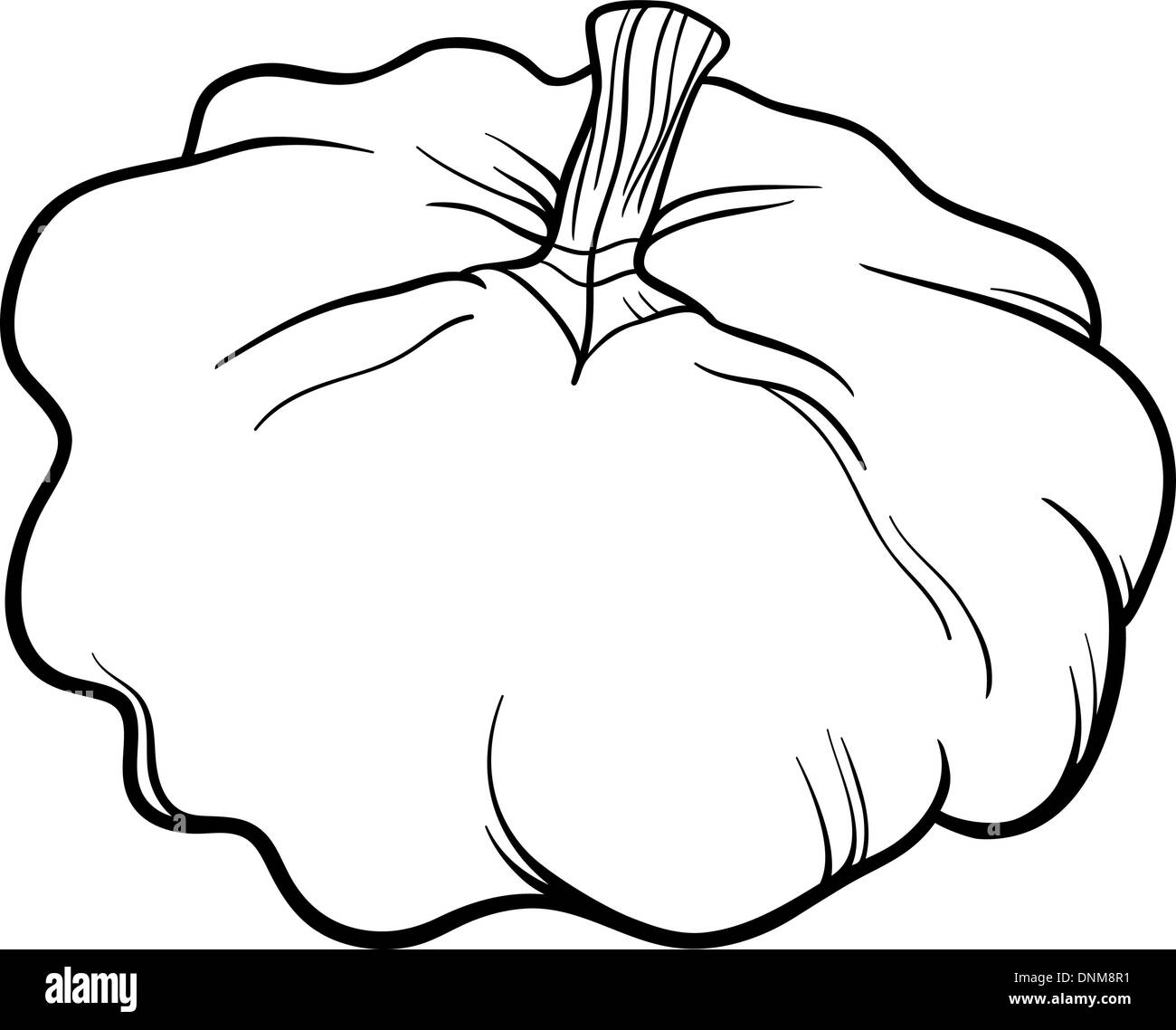 Black and White Cartoon Illustration of Patison Vegetable Food Object ...