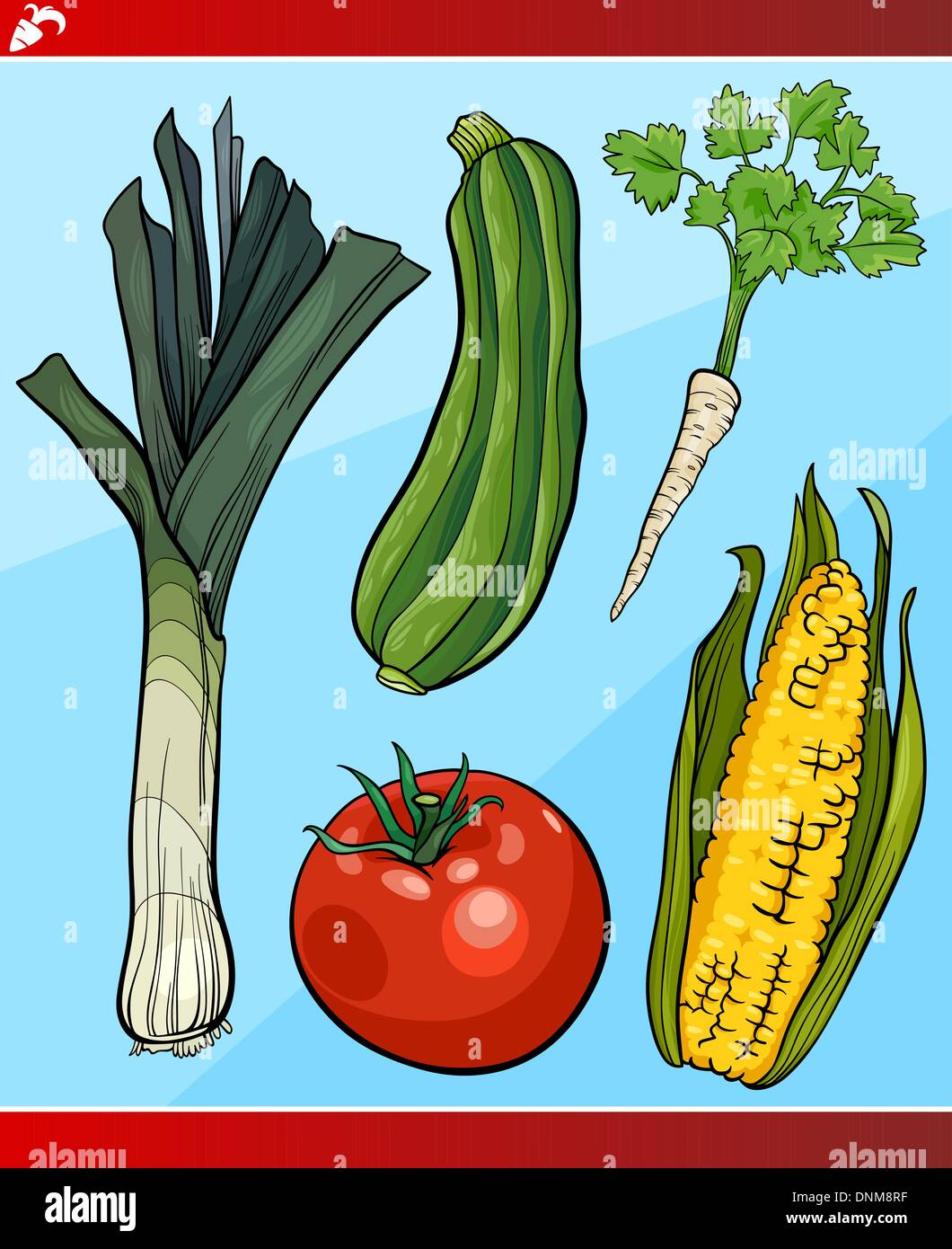 Cartoon Illustration of Vegetables Vegetarian Food Object Set Stock
