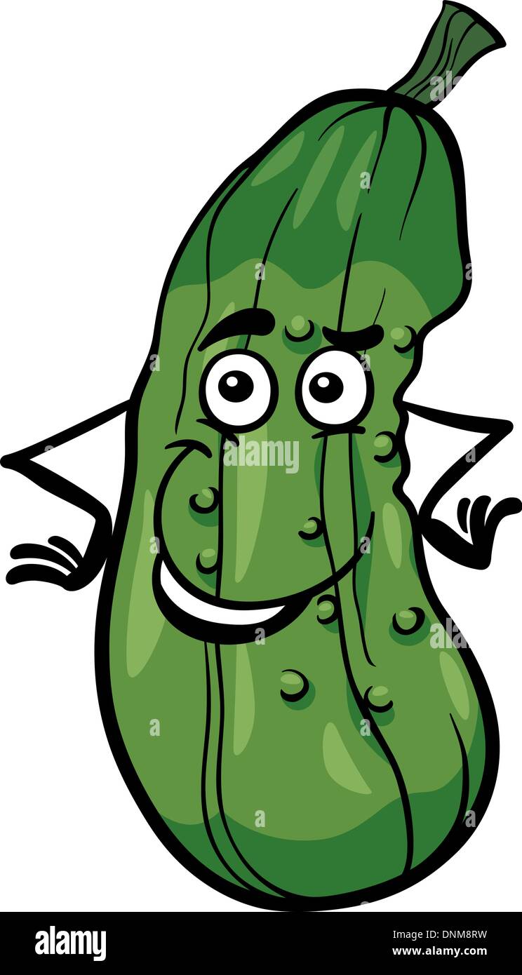Cartoon Illustration of Funny Cucumber Vegetable Food Character Stock Vector