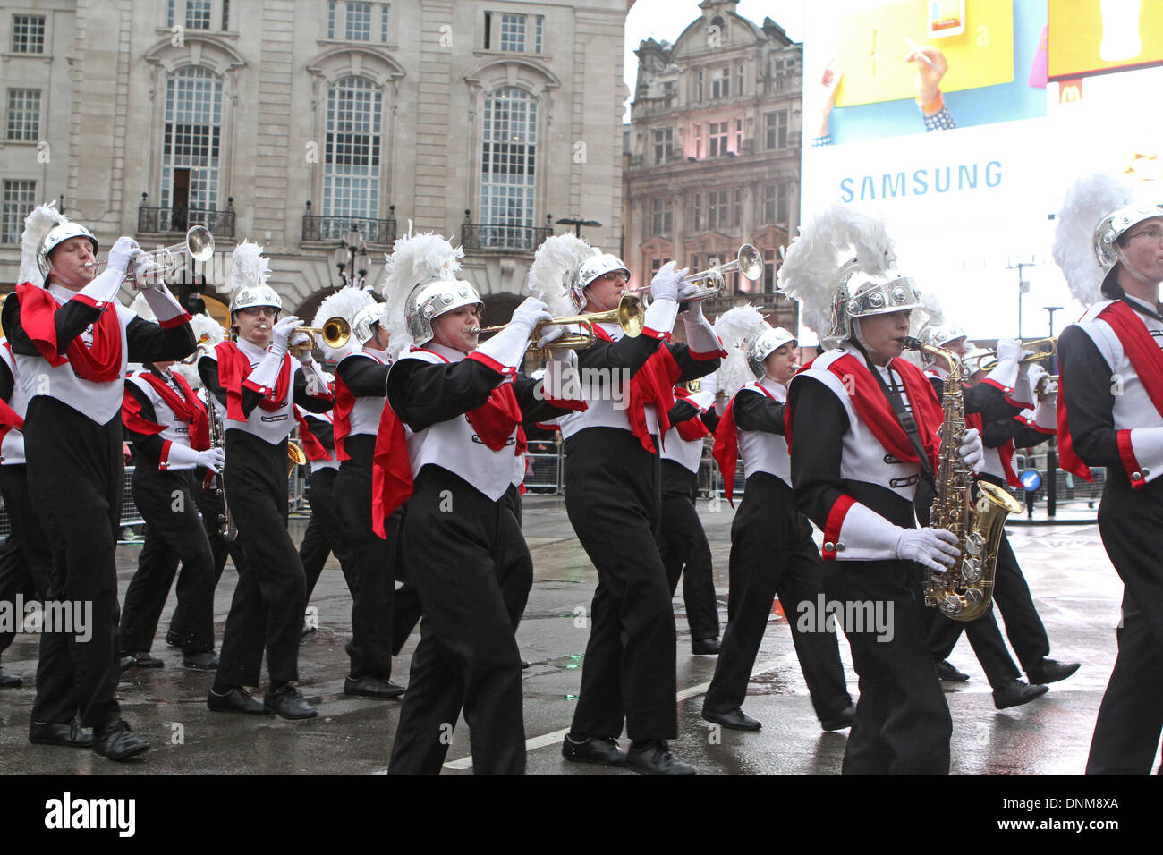 London,UK,1st January 2014,Troy High School marching band at the London's New Year's Day Parade 2014 Credit: Keith Larby/Alamy Live News Stock Photo