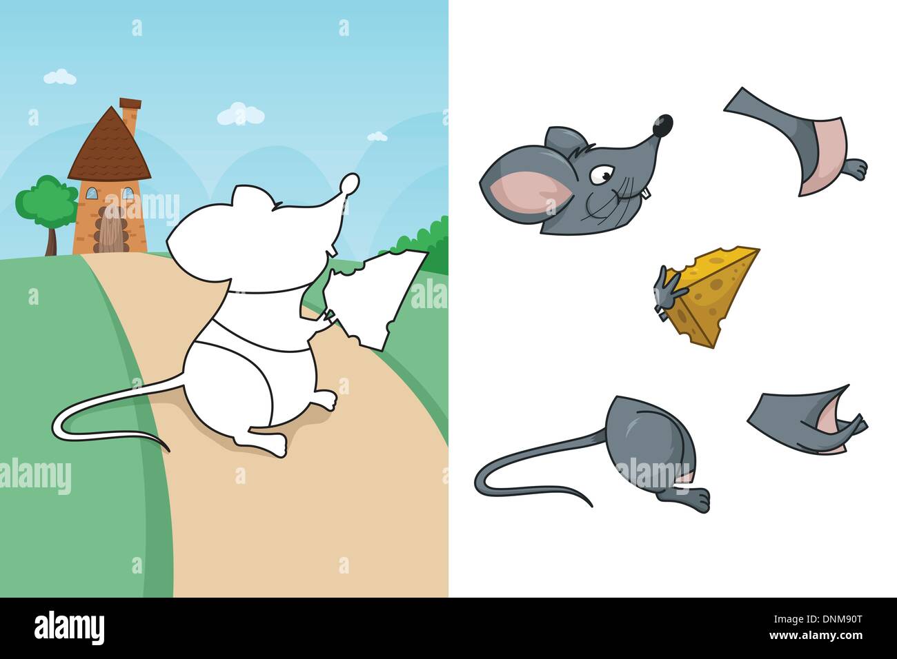 A vector illustration of mouse puzzle Stock Vector
