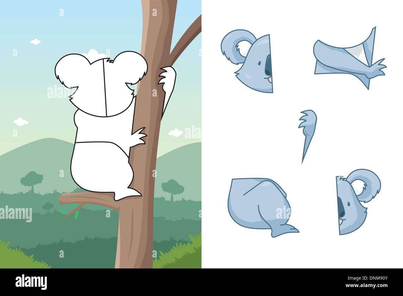 A vector illustration of koala puzzle Stock Vector