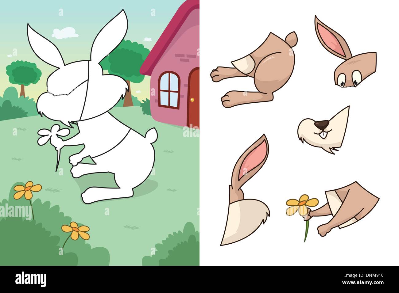 A vector illustration of rabbit puzzle Stock Vector