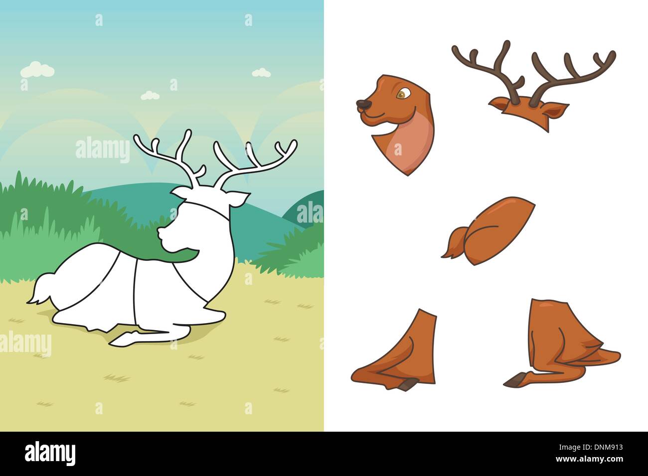 A vector illustration of deer puzzle Stock Vector