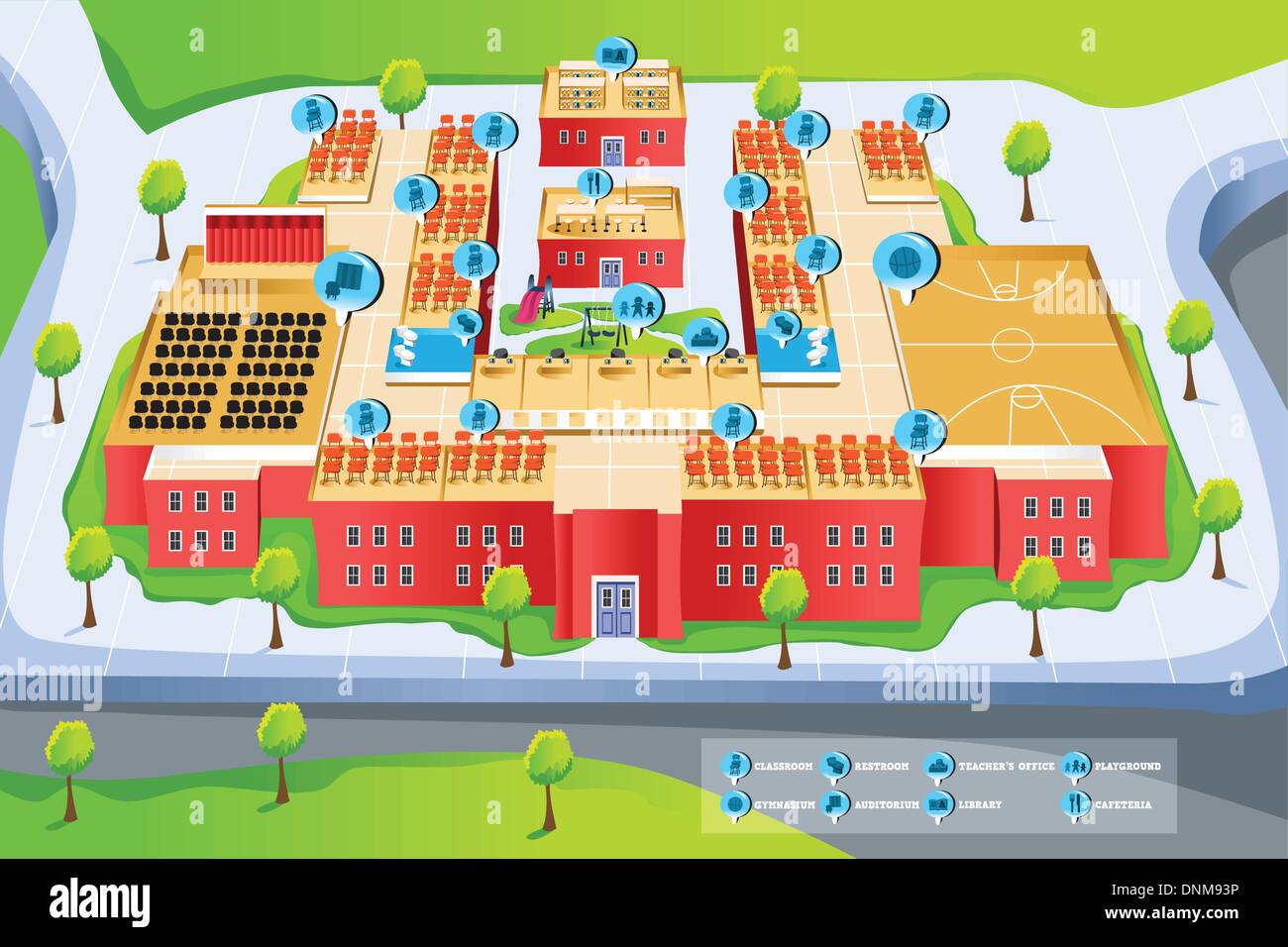 A vector illustration of map of school Stock Vector