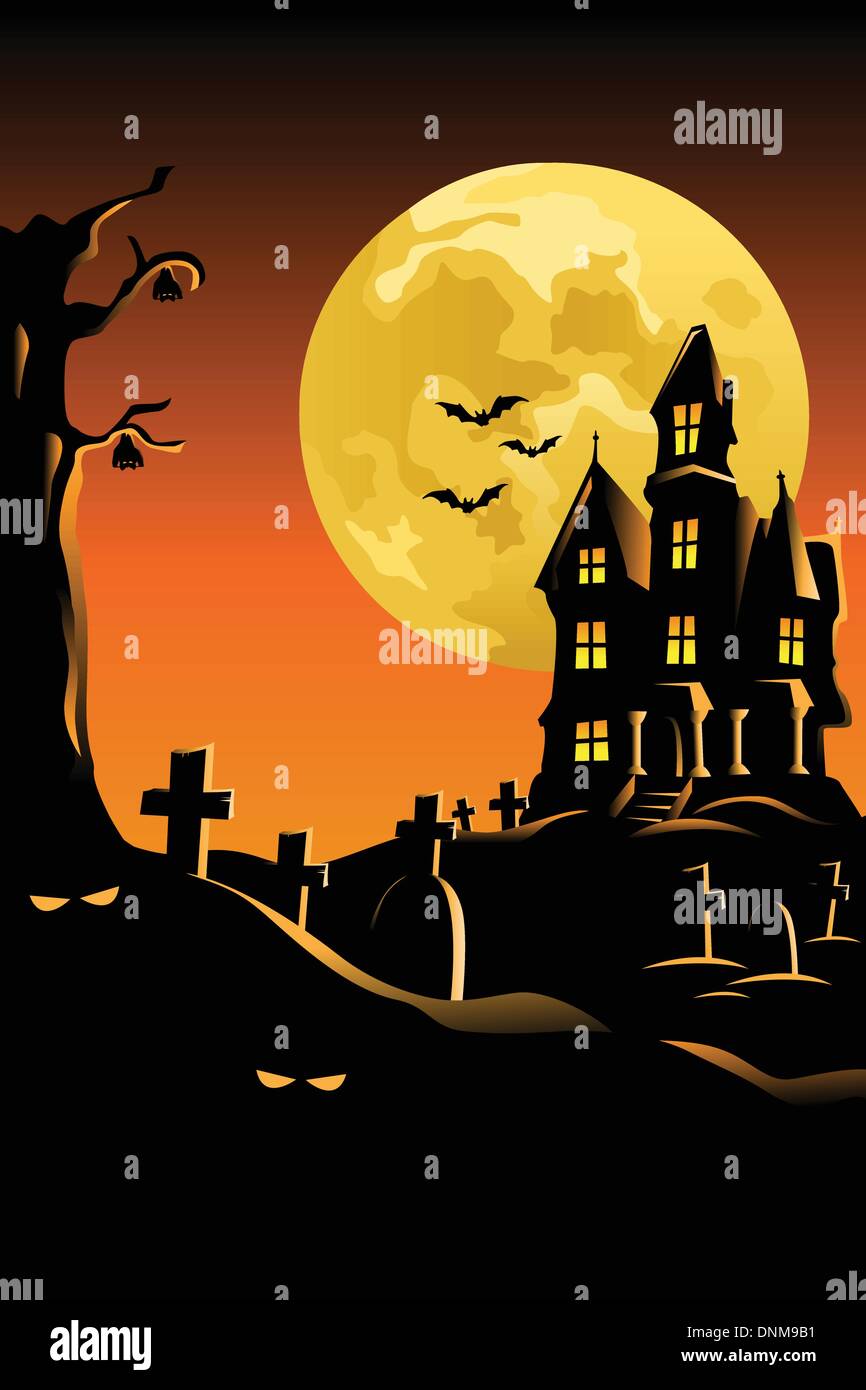 A vector illustration of Halloween background design for Halloween poster Stock Vector