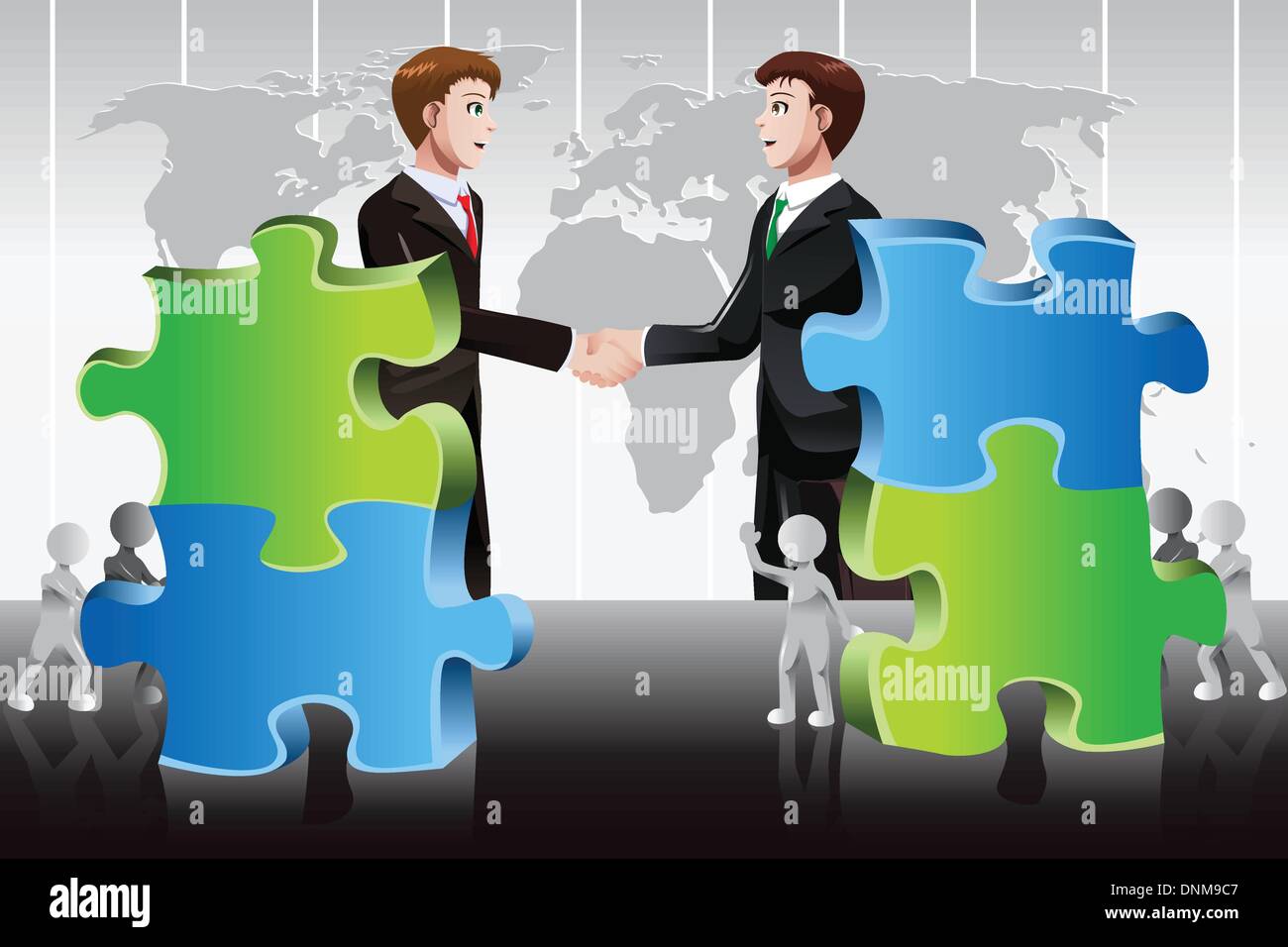 A vector illustration of business merger concept Stock Vector