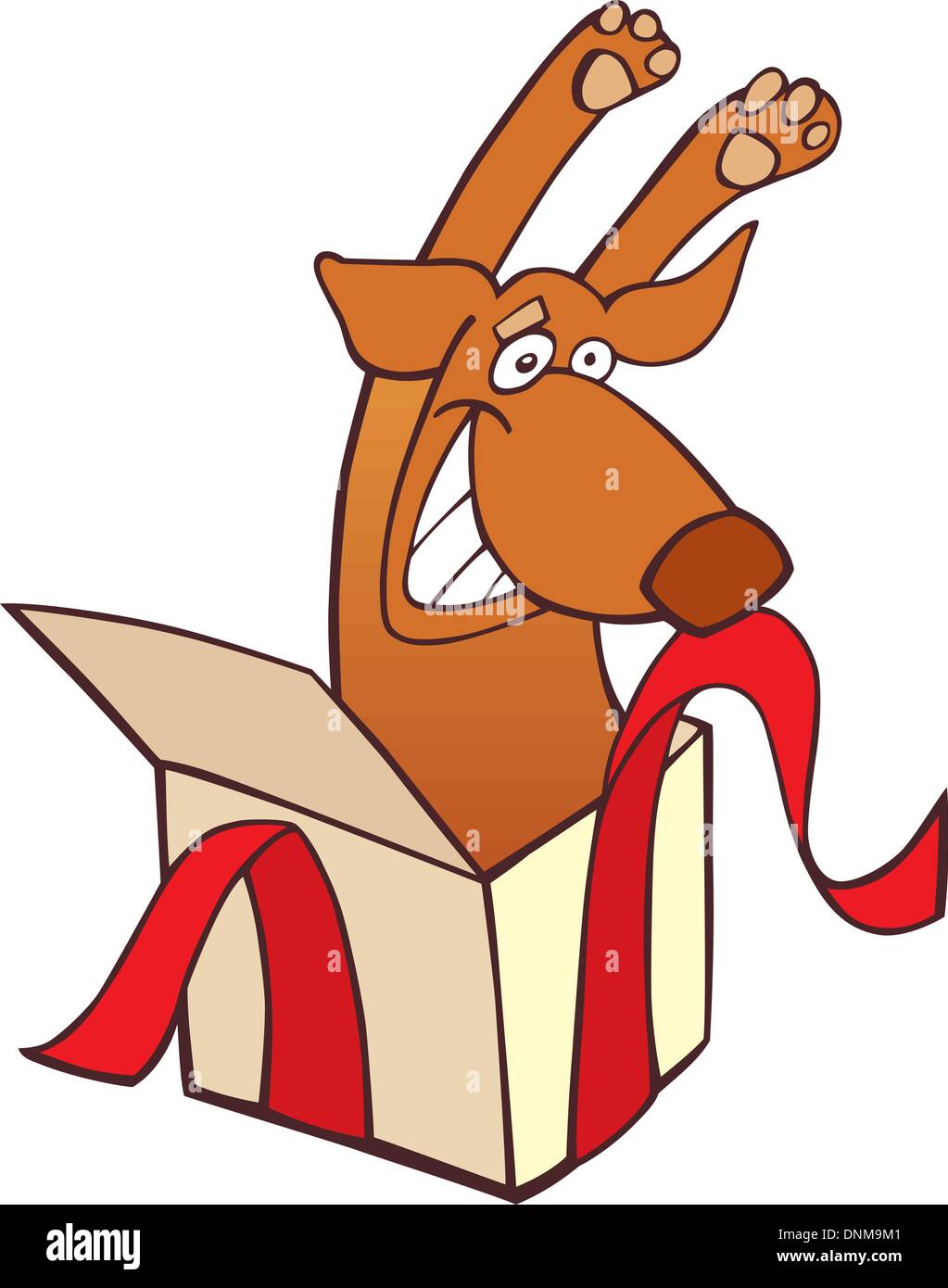 Illustration of funny dog in gift box Stock Vector Image & Art - Alamy