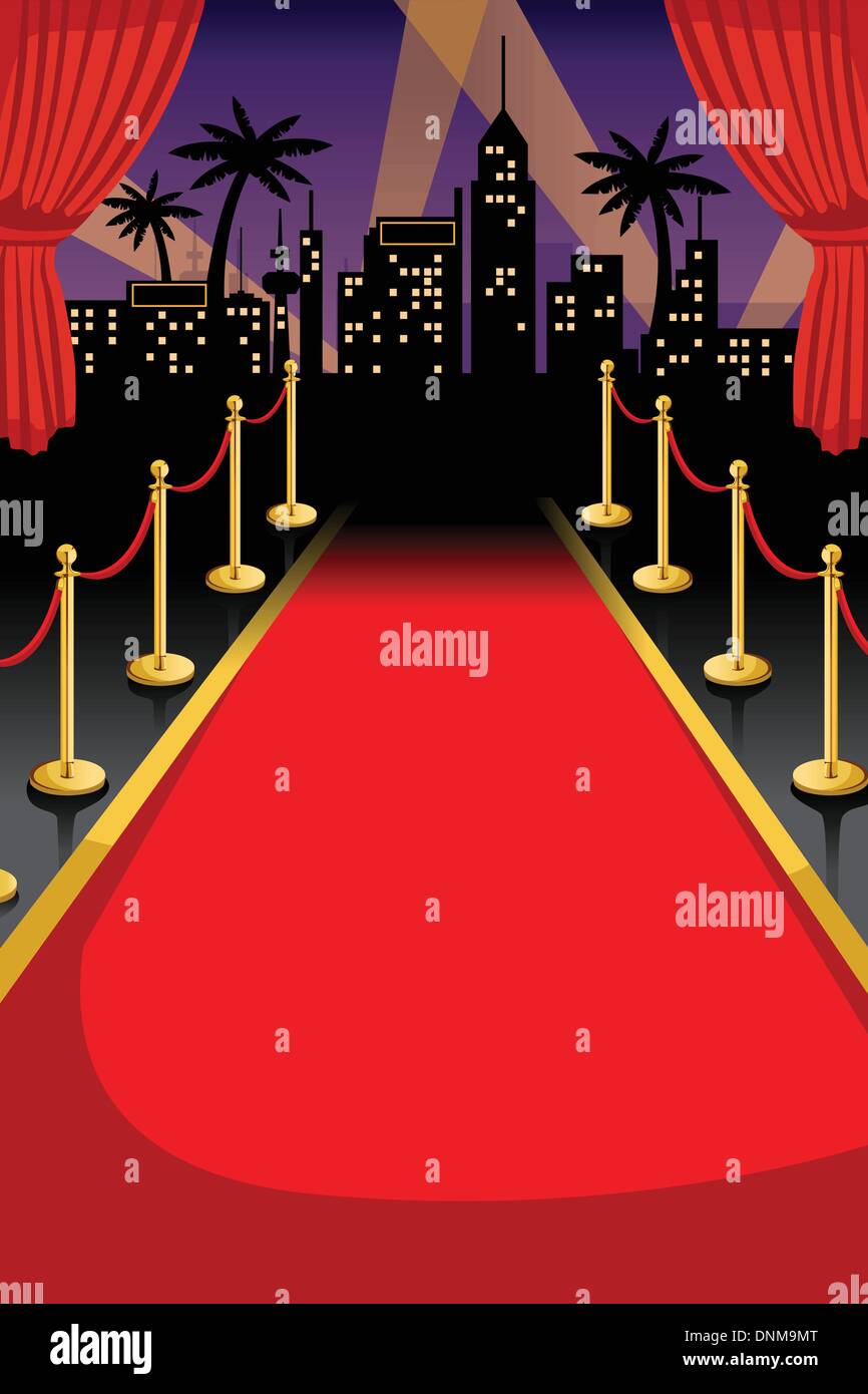 A vector illustration of red carpet with copyspace Stock Vector