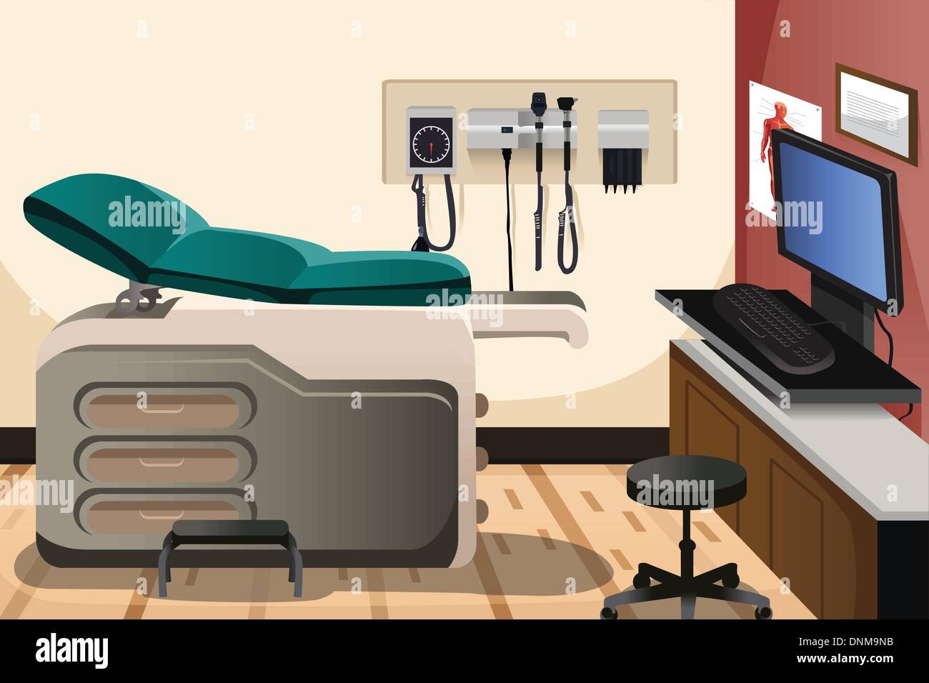 A vector illustration of doctor office with copyspace Stock Vector