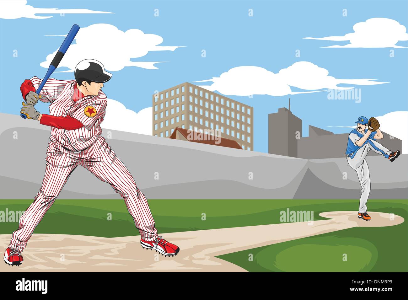 A vector illustration of a people playing baseball Stock Vector