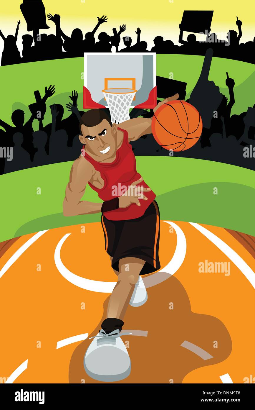 A vector illustration of a basketball player Stock Vector