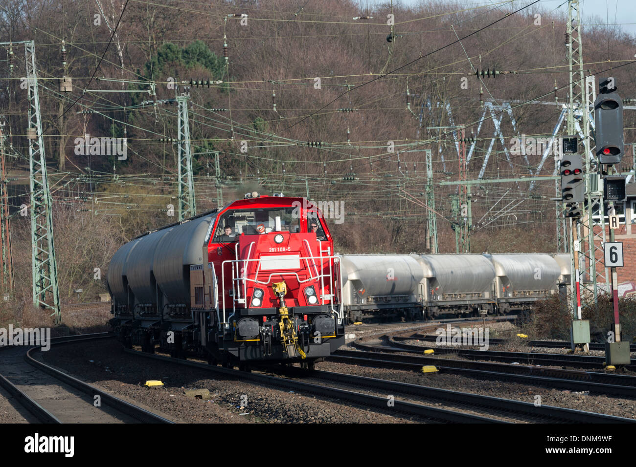 Freight train hauling tankers Stock Photo