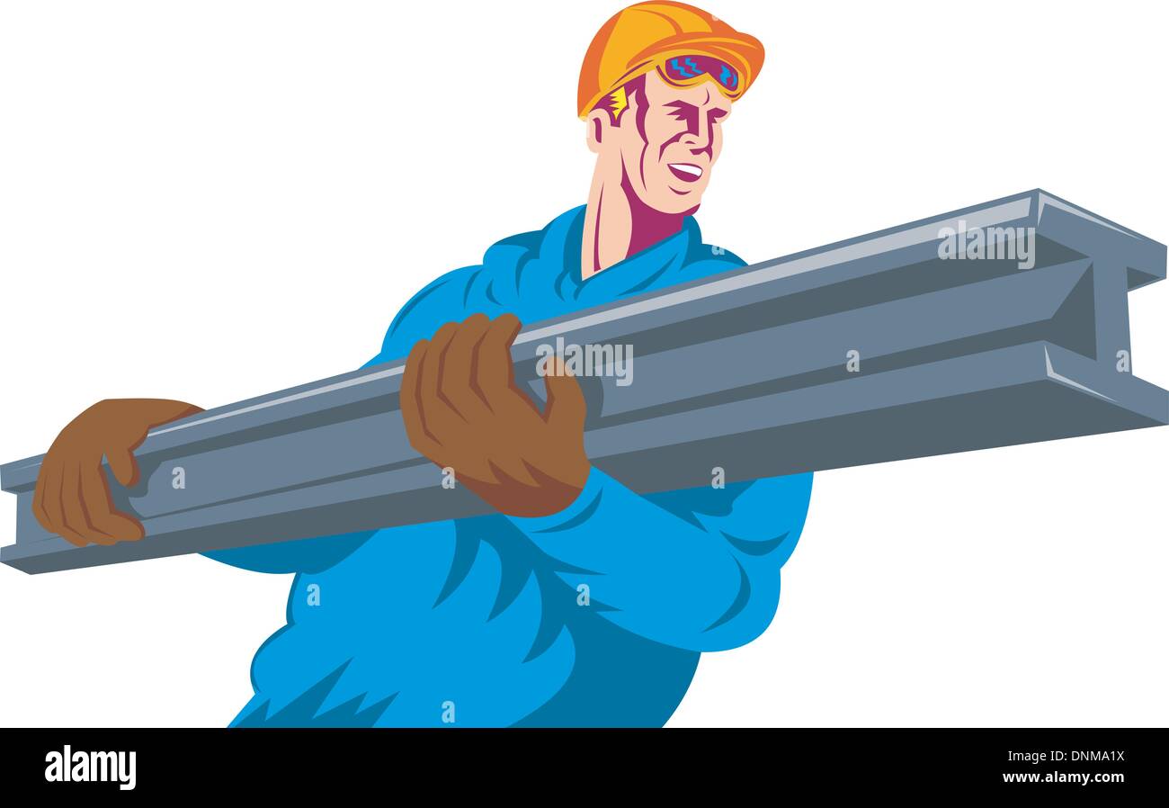illustration of a construction worker at work done in retro style Stock ...