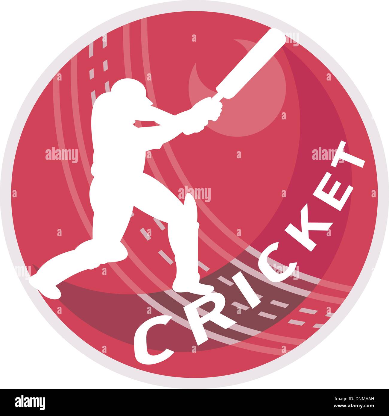 illustration of a cricket player batsman silhouette batting  ball done in retro style on isolated white background Stock Vector