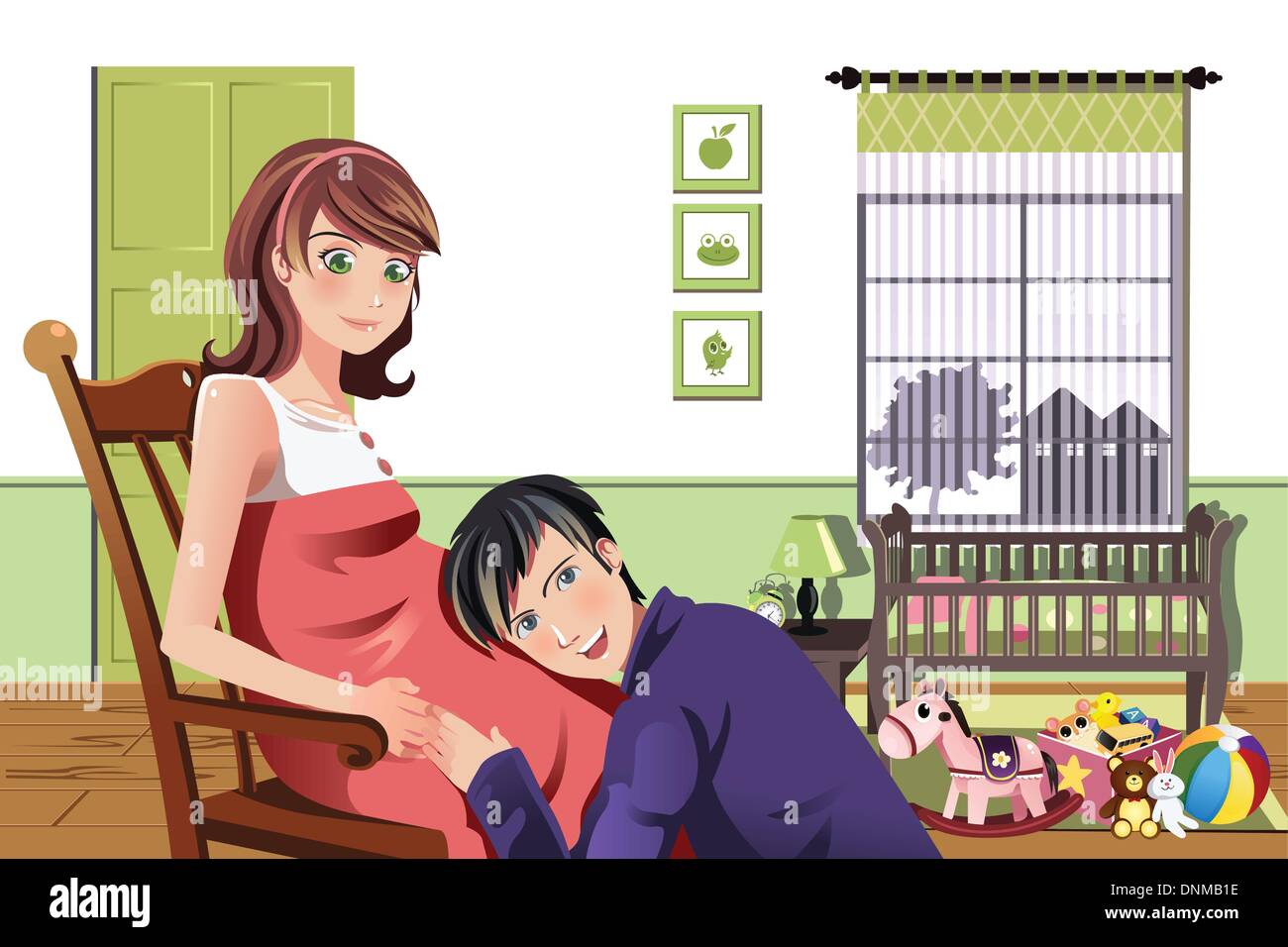 A Vector Illustration Of A Happy Pregnant Couple At Home Stock Vector a-vector-illustration-of-a-happy-pregnant-couple-at-home-stock-vector