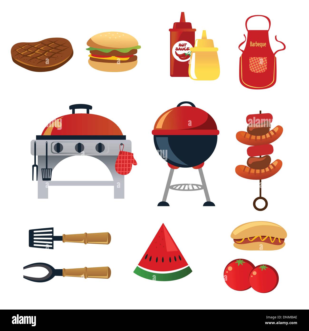 A vector illustration of barbeque icon sets Stock Vector