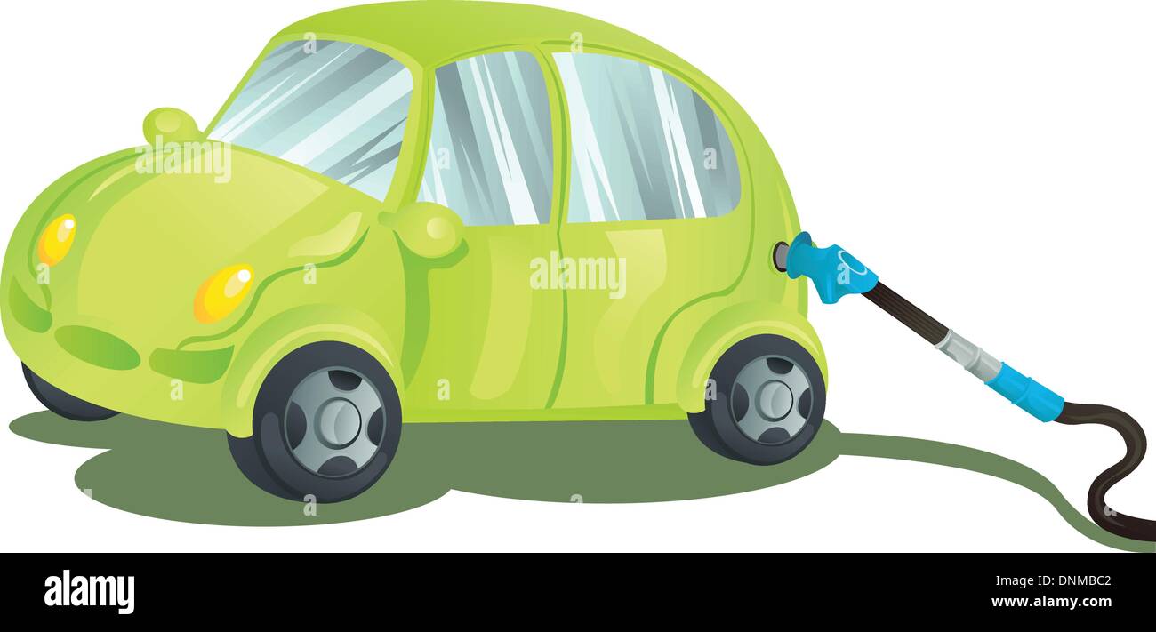 A vector illustration of a car being fueled up with gasoline Stock Vector