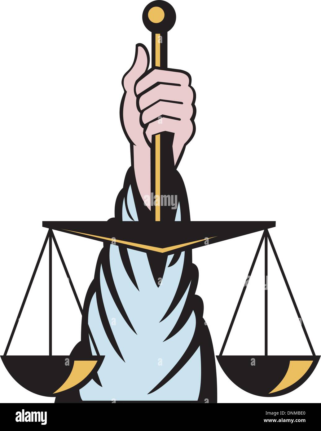 Illustration hand holding scales justice hi-res stock photography