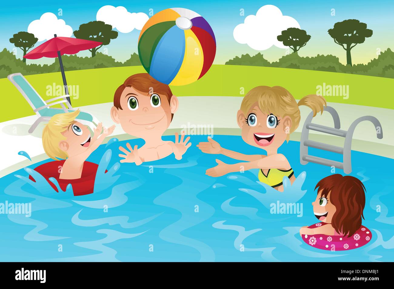 Download A vector illustration of a happy family playing in ...