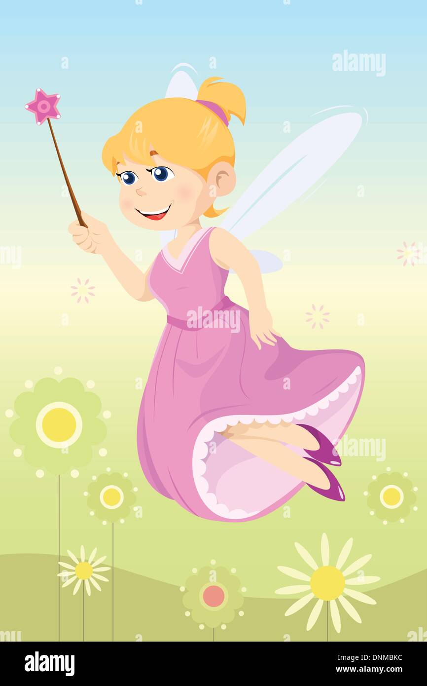 A vector illustration of a beautiful fairy girl Stock Vector